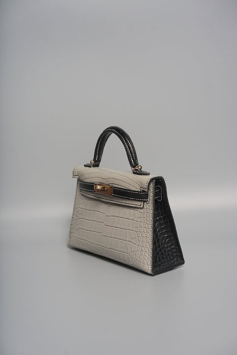 Hermes Kelly 20  HSS in Gris Perle x Black Matte Alligator Pmb (Brand new)