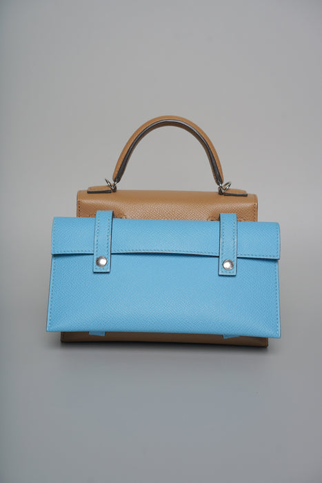 Hermes Kelly Picto in Chai/Mauve Sylvester/Blue Celeste Phw (Brand New)
