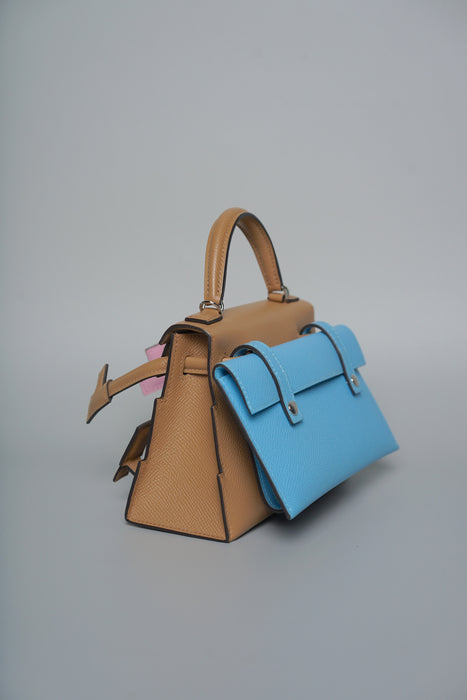 Hermes Kelly Picto in Chai/Mauve Sylvester/Blue Celeste Phw (Brand New)