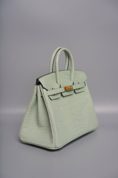 Hermes Birkin 25 in Vert D'Eau Matte Alligator Ghw (Brand new)