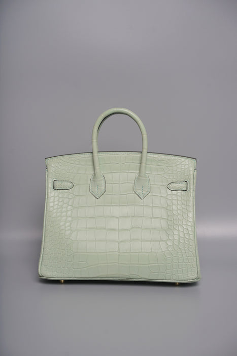 Hermes Birkin 25 in Vert D'Eau Matte Alligator Ghw (Brand new)