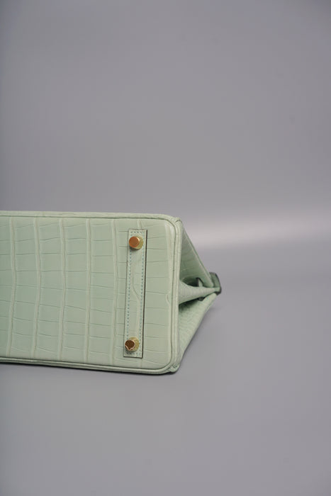 Hermes Birkin 25 in Vert D'Eau Matte Alligator Ghw (Brand new)