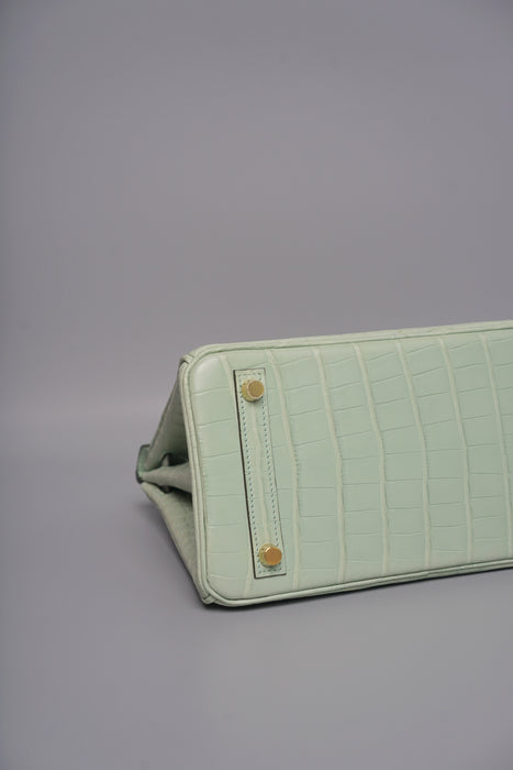 Hermes Birkin 25 in Vert D'Eau Matte Alligator Ghw (Brand new)