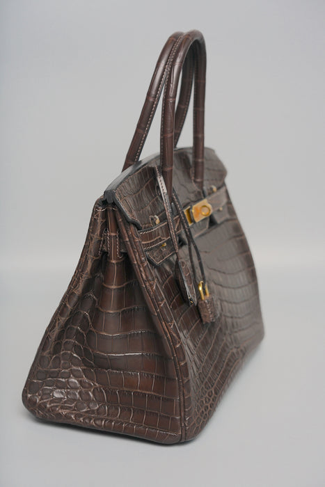Hermes Birkin 30 in Ebene Matte Alligator Ghw