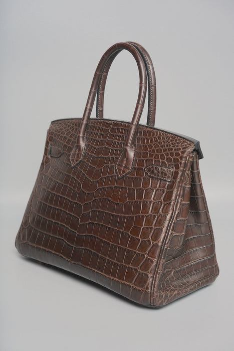 Hermes Birkin 30 in Ebene Matte Alligator Ghw