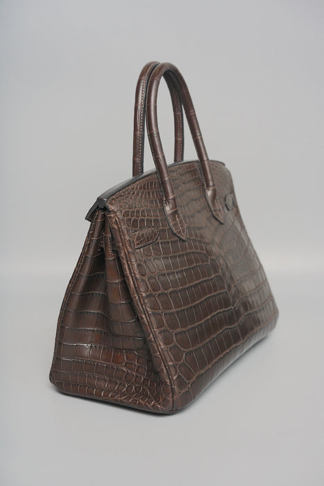 Hermes Birkin 30 in Ebene Matte Alligator Ghw