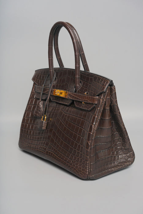 Hermes Birkin 30 in Ebene Matte Alligator Ghw