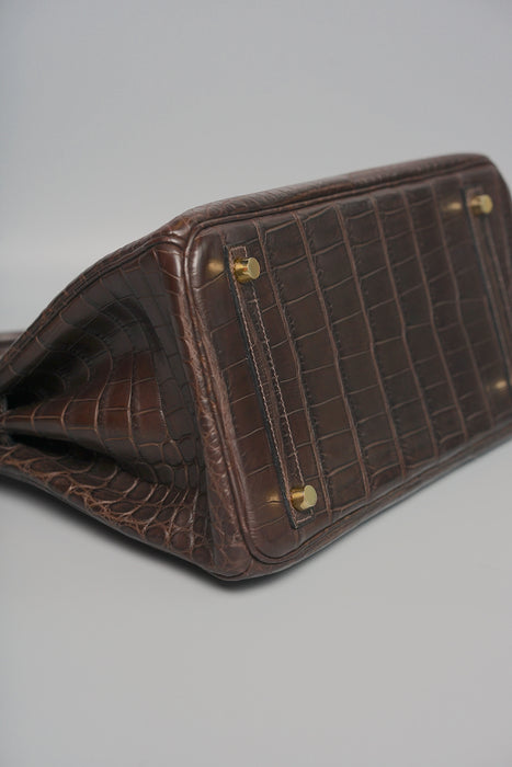 Hermes Birkin 30 in Ebene Matte Alligator Ghw
