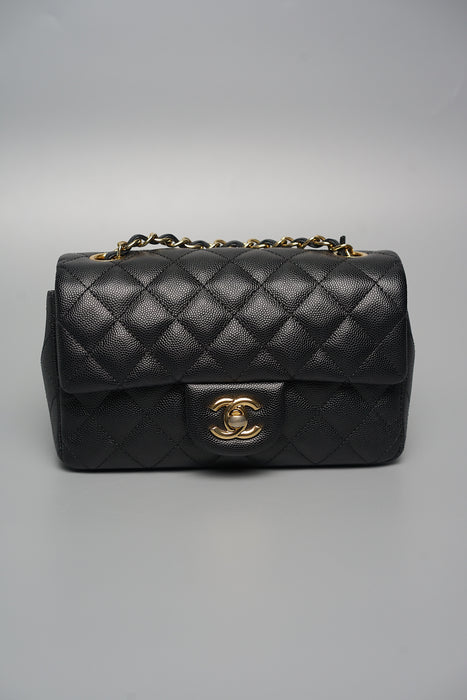 Chanel Mini Rectangular in Black Caviar Ghw