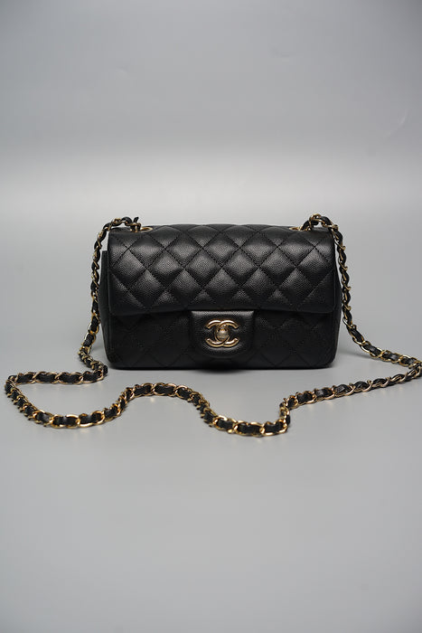 Chanel Mini Rectangular in Black Caviar Ghw