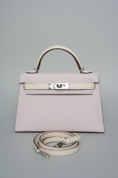 Hermes Kelly 20 HSS in Mauve Pale x Nata Chevre Mysore Phw (Brand New)