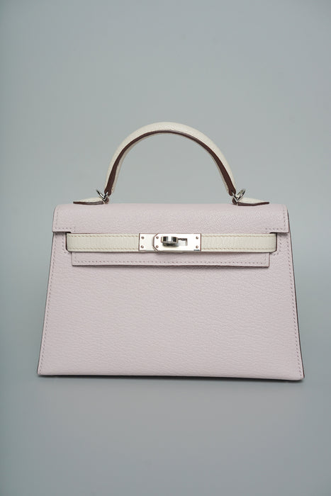 Hermes Kelly 20 HSS in Mauve Pale x Nata Chevre Mysore Phw (Brand New)