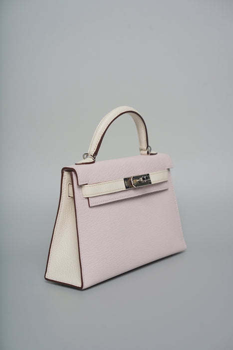 Hermes Kelly 20 HSS in Mauve Pale x Nata Chevre Mysore Phw (Brand New)