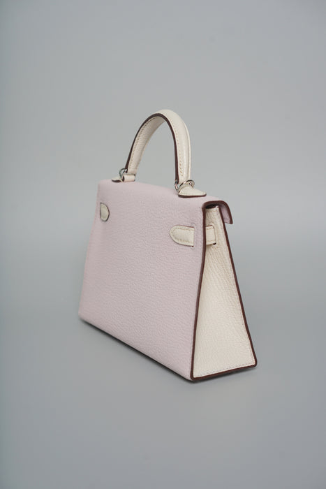 Hermes Kelly 20 HSS in Mauve Pale x Nata Chevre Mysore Phw (Brand New)