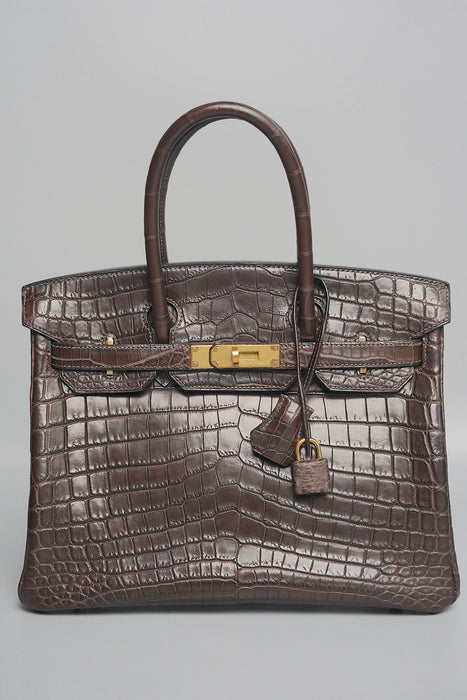 Hermes Birkin 30 in Ebene Matte Alligator Ghw