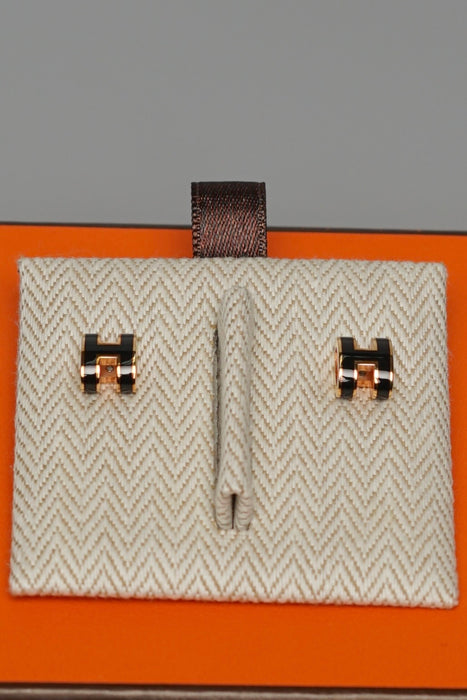 Hermes Mini Pop H Earrings in Noir Rghw