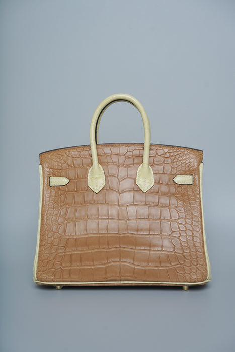 Hermes Birkin 25 HSS in Vanilla Matte Alligator Bghw