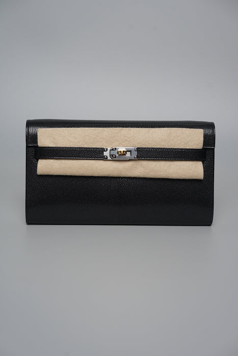 Hermes Kelly To Go in Noir Chèvre Chamkila Electrum Phw (Brand New)