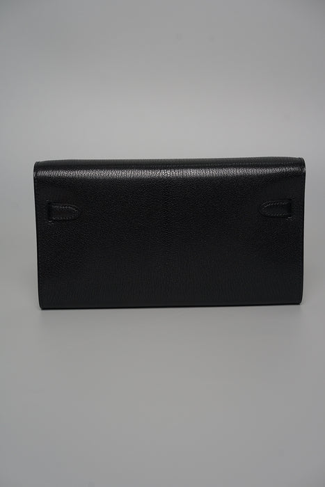 Hermes Kelly To Go in Noir Chèvre Chamkila Electrum Phw (Brand New)