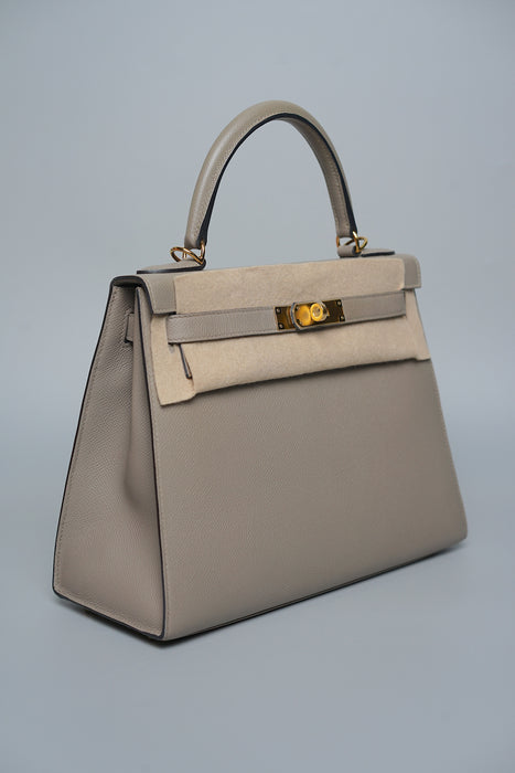 Hermes Kelly 28 Sellier in Gris Asphalt Ghw