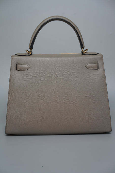 Hermes Kelly 28 Sellier in Gris Asphalt Ghw