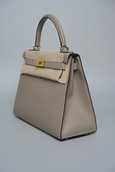 Hermes Kelly 28 Sellier in Gris Asphalt Ghw