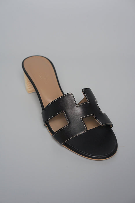 Hermes Oasis Sandals in Black Size 34.5 (Brand New)