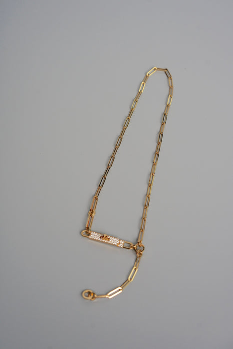 Hermes Kelly Chaine Lariat Necklace, Small Model in 18K Rose Gold with Pave Diamonds, Size ST (Brand New)