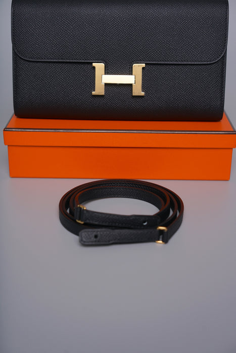 Hermes Constance To Go in Noir Epsom Ghw (Brand New)