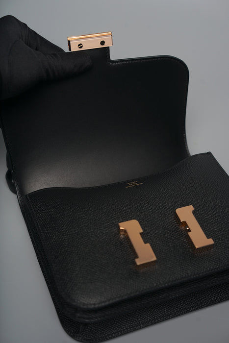 Hermes Constance 18 in Noir Epsom Rghw (Brand New)