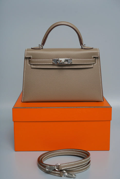 Hermes Kelly 20 in Etoupe Epsom Phw (Brand New)