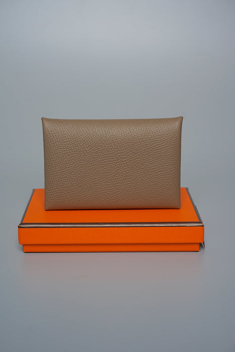 Hermes Calvi Cardholder in Etoupe (Brand New)