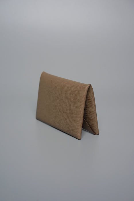 Hermes Calvi Cardholder in Etoupe (Brand New)