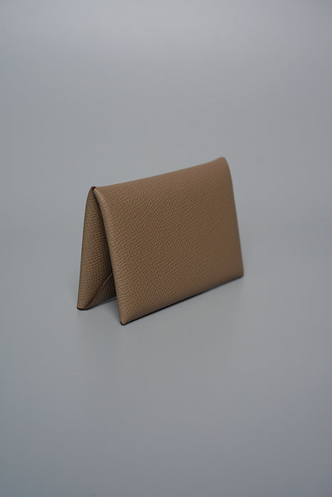 Hermes Calvi Cardholder in Etoupe (Brand New)