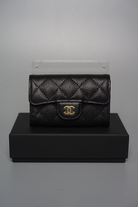 Chanel Compact Cardholder Wallet in Black Caviar Ghw (Brand New)