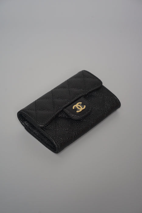 Chanel Compact Cardholder Wallet in Black Caviar Ghw (Brand New)