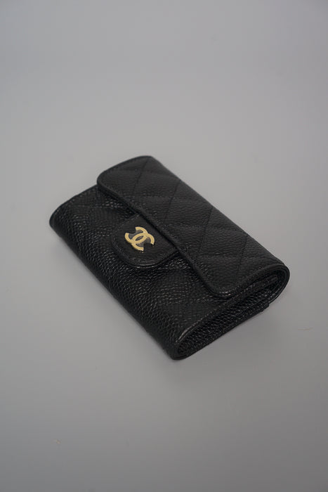 Chanel Compact Cardholder Wallet in Black Caviar Ghw (Brand New)