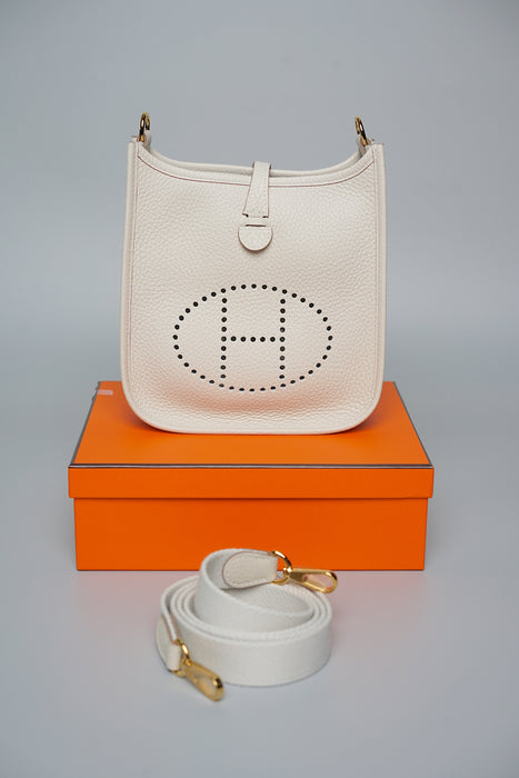 Hermes Mini Evelyne in Craie Ghw (Brand New)