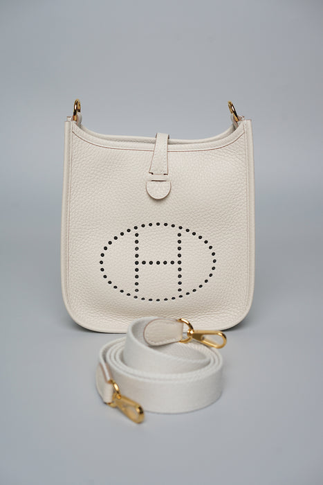 Hermes Mini Evelyne in Craie Ghw (Brand New)