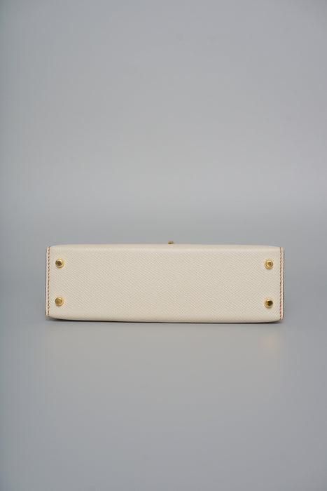 Hermes Kelly 20 HSS in Craie/ Gold Epsom Ghw