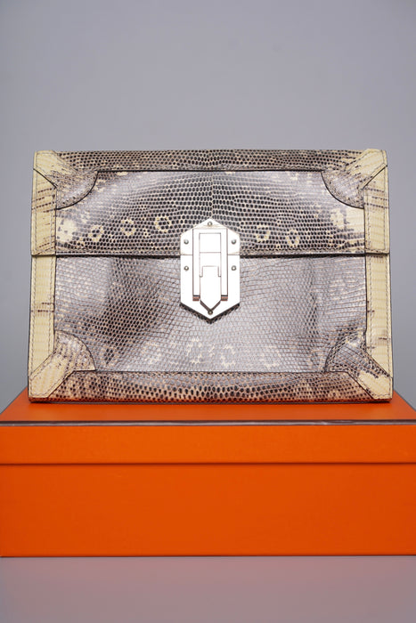 Hermes Fleche D'Or Clutch in Ombre Lizard Phw