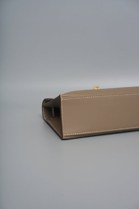 Hermes Kelly Pochette in Etoupe Swift Ghw (Brand New)