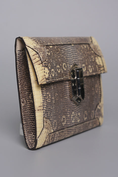 Hermes Fleche D'Or Clutch in Ombre Lizard Phw