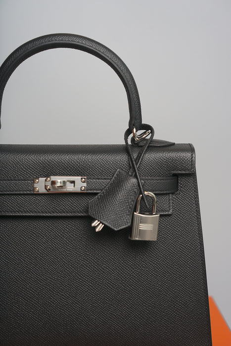 Hermes Kelly 25 Sellier in Black Epsom Phw (Brand New)