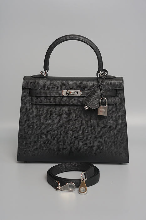 Hermes Kelly 25 Sellier in Black Epsom Phw (Brand New)