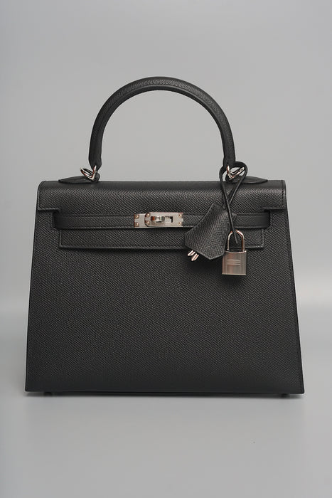 Hermes Kelly 25 Sellier in Black Epsom Phw (Brand New)
