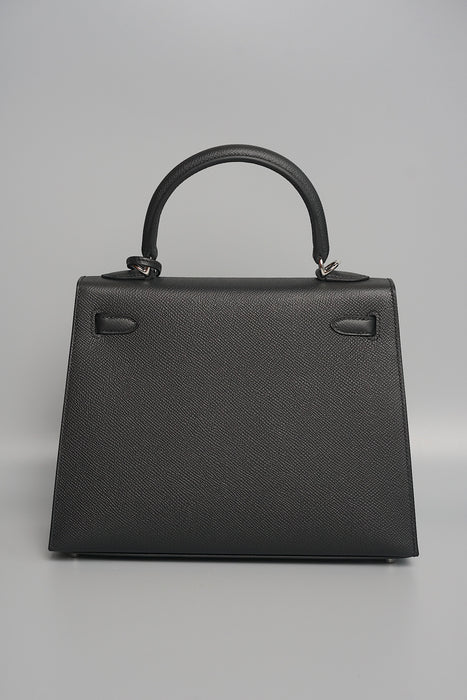 Hermes Kelly 25 Sellier in Black Epsom Phw (Brand New)