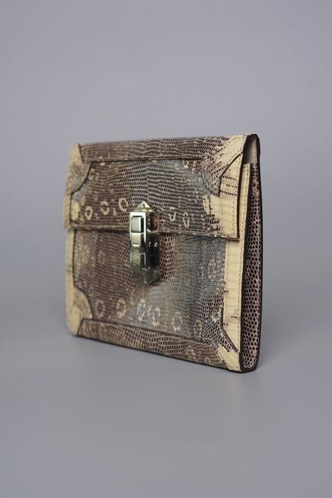 Hermes Fleche D'Or Clutch in Ombre Lizard Phw