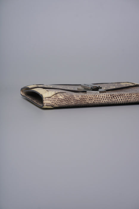 Hermes Fleche D'Or Clutch in Ombre Lizard Phw
