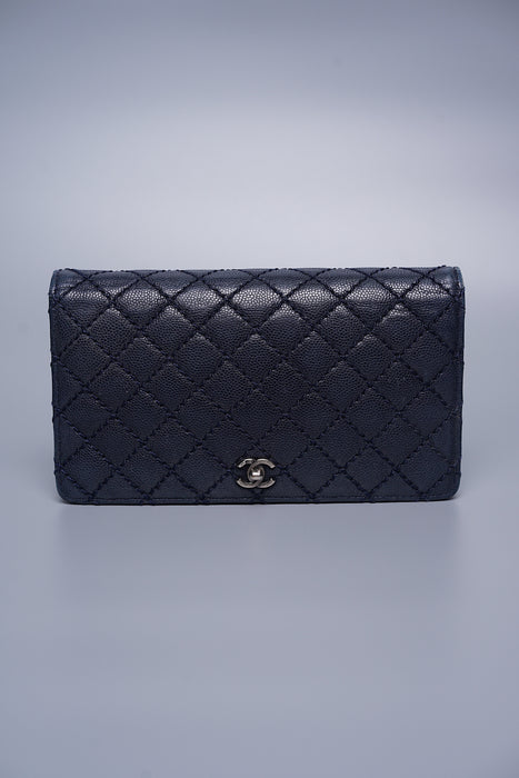 Chanel Long Flap Wallet in Navy Caviar